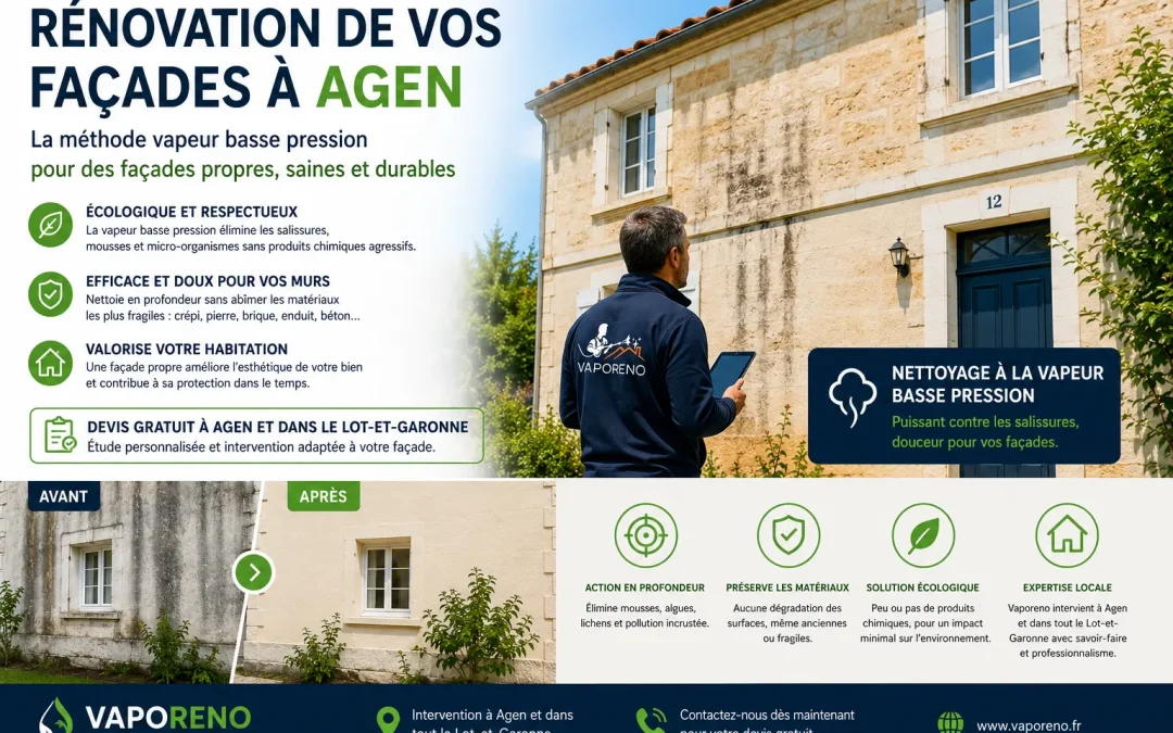 Rénovation de vos façades à Agen : la solution vapeur basse pression pour un résultat durable